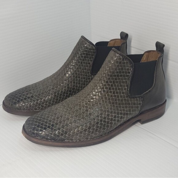 Sutro Seal of the Sutro San Francisco Woven Greenish Leather Booties Womens  6 - Picture 4 of 11